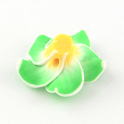 Handmade Polymer Clay 3D Flower Plumeria Beads CLAY-Q192-15mm-09-1
