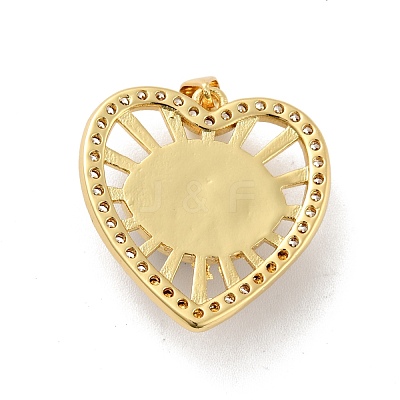 Heart with Eye Brass Micro Pave Clear Cubic Zirconia Pendants KK-G419-07G-1