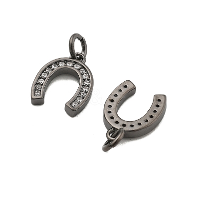 CZ Brass Micro Pave Cubic Zirconia Horse Shoe Charms ZIRC-L018-13B-1