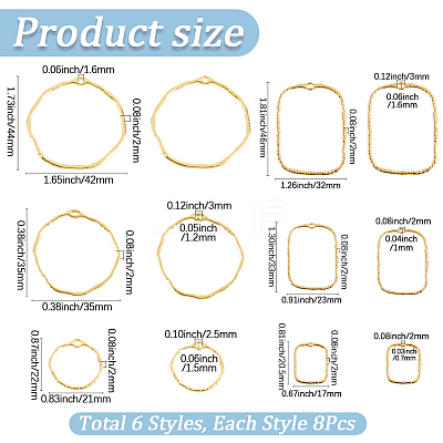 48pcs 6 Styles Tibetan Style Zinc Alloy Pendants FIND-SP0005-02G-1