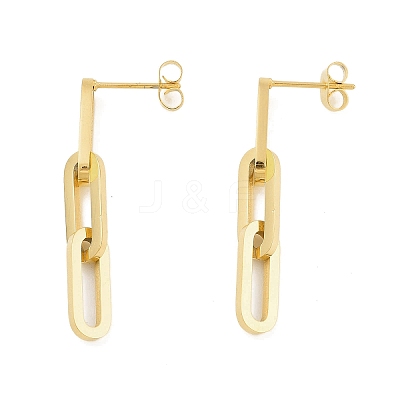 Ion Plating(IP) 304 Stainless Steel Oval Dangle Stud Earrings for Women EJEW-C096-15G-1