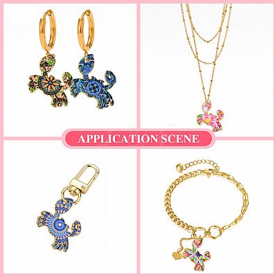 35Pcs 7 Styles Printed Alloy Pendants ENAM-CJ0005-97-1
