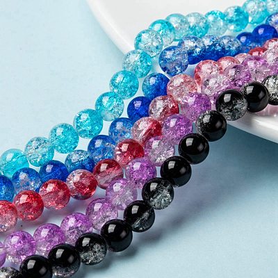 Baking Paint Crackle Glass Bead Strands CCG-S001-8mm-M-1