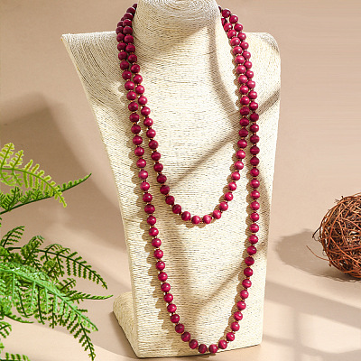 Bohemian Style Wood Round Beaded Long Necklaces FS-WGF1DE6-02-1