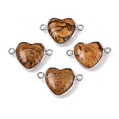 Natural Picasso Jasper Love Heart Pendants G-T138-205J-P-1