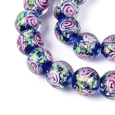 Handmade Foil Glass Beads Strands FOIL-N033-04B-1