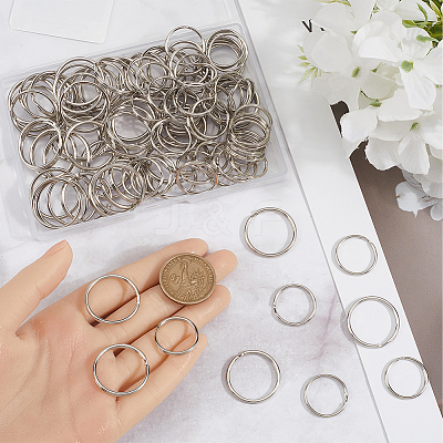 120Pcs 2 Styles Iron Split Key Rings FIND-SC0013-32P-1