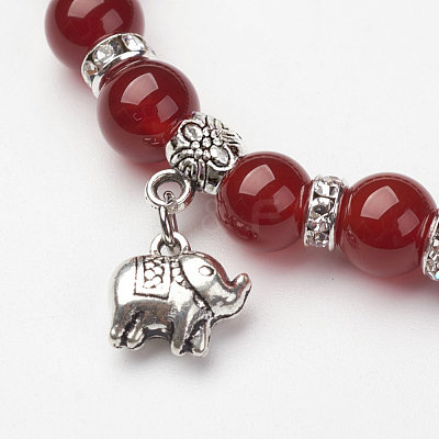 Natural Carnelian Charm Bracelets BJEW-G527-D03-1
