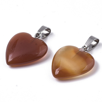 Heart Natural Carnelian Pendants G-Q438-17-1