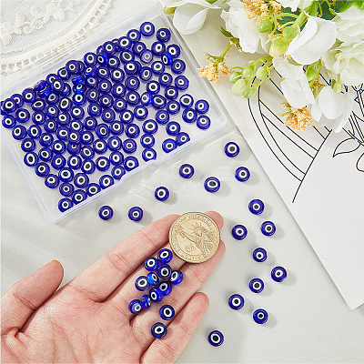 Handmade Evil Eye Lampwork Beads Strands LAMP-PA0001-50A-1