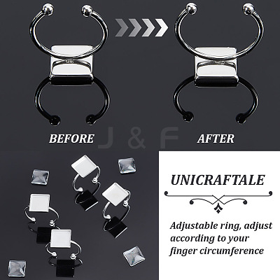 DIY Blank Square Cuff Ring Making Kit DIY-UN0005-39-1