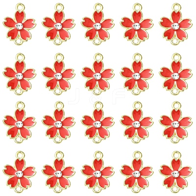 20Pcs Alloy Enamel 5-Petal Flower Connector Charms FIND-YW0009-33B-1