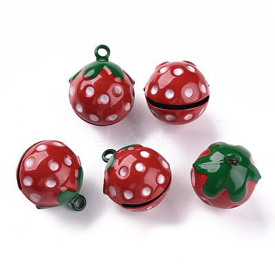 Baking Paint Brass Bell Pendants KKB-S002-012C-1