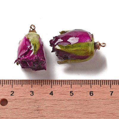 Preserved Rose with Golden Alloy Pendants FIND-M010-01F-1