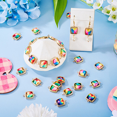 25Pcs Polymer Clay Heart & CCB Square Frame Links Connector Charms CLAY-TADJ0001-05-1
