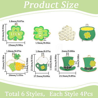 24Pcs 6 Style Alloy Pendants ENAM-SC0004-93-1