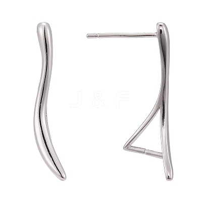 Anti-Tarnish Rhodium Plated 925 Sterling Silver Stud Earring Findings STER-F048-36P-1