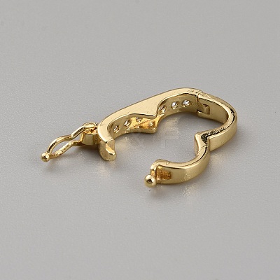 Brass Micro Pave Clear Cubic Zirconia Twister Clasps KK-WH0064-04G-1