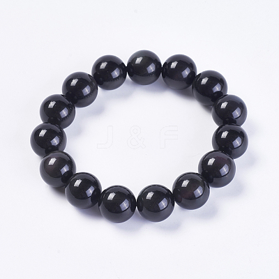 Natural Rainbow Obsidian Stretch Bracelets BJEW-F315-14mm-1