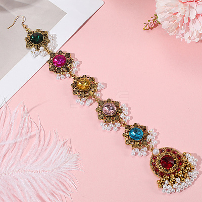 Retro Flower Alloy & Glass & ABS Plastic Hair Accessories EJEW-WH20018-02B-1