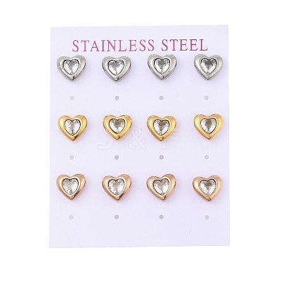 Ion Plating(IP) 304 Stainless Steel Heart Stud Earrings EJEW-C099-13M-02-1