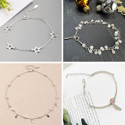 6Pcs 6 Style Sterling Silver Cable Chain Extender FIND-TA0002-40-1