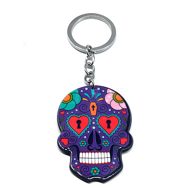 Plastic Pendant Keychain SKUL-PW0002-060I-1