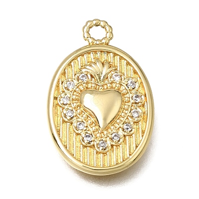 Brass Micro Pave Clear Cubic Zirconia Pendants KK-K427-36G-1