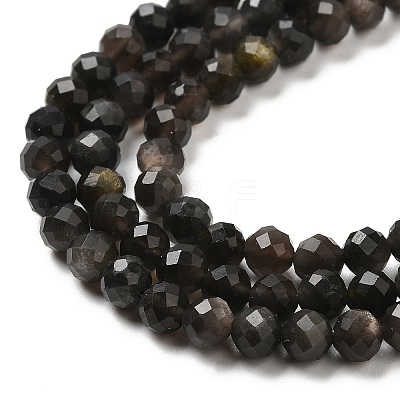 Natural Silver Sheen Obsidian Beads Strands G-E608-A02-C-1
