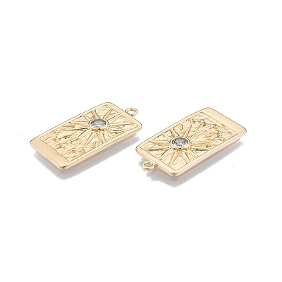 Brass Micro Pave Clear Cubic Zirconia Pendants KK-G432-06G-1