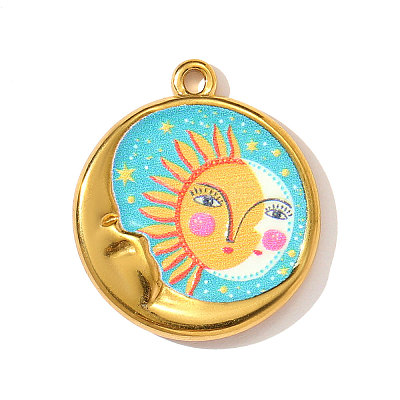 Printed 304 Stainless Steel Pendants STAS-OY003-41G-1