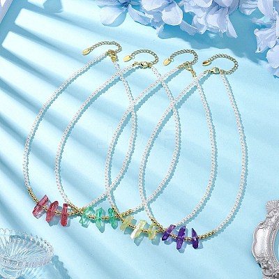 4Pcs 4 Styles ABS Plastic Imitation Pearl Beaded Necklaces NJEW-JN04859-1
