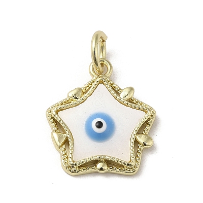 Evil Eye Enamel Shell Pendants KK-E092-26G-03-1