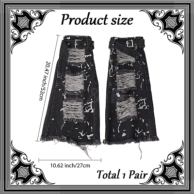 Denim Fabric Ripped Leg Sleeves AJEW-WH20060-26-1