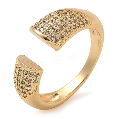 Brass Micro Pave Clear Cubic Zirconia Cuff Finger Rings for Women RJEW-B112-06G-1
