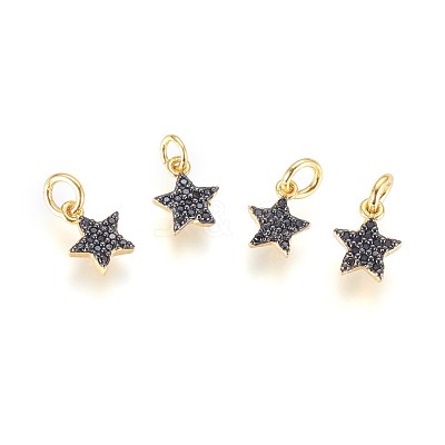 Brass Micro Pave Cubic Zirconia Charms ZIRC-G150-15A-1