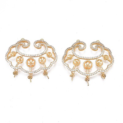 Brass Micro Pave Clear Cubic Zirconia Peg Bails Pendants KK-N232-233-1
