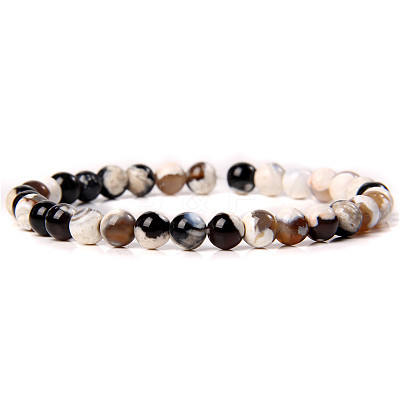Synthetic Netstone Round Beaded Stretch Bracelet SF8562-21-1-1