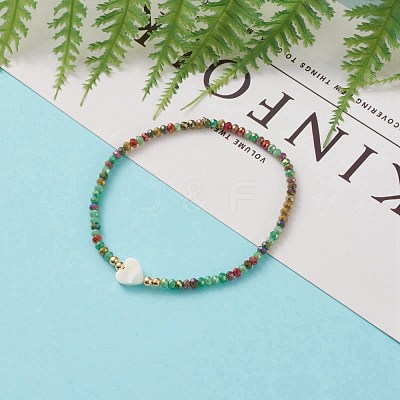 Faceted Rondelle Glass Beads Stretch Bracelets BJEW-JB05793-1