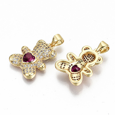 Brass Micro Pave Clear Cubic Zirconia Pendants X-ZIRC-S067-213-NF-1