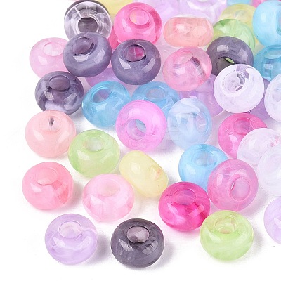 Two Tone Transparent Acrylic European Beads OACR-Q200-19-1
