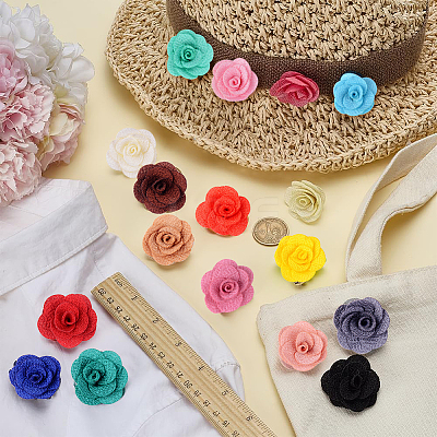 17Pcs Cloth Flower Brooches JEWB-FG00002-1