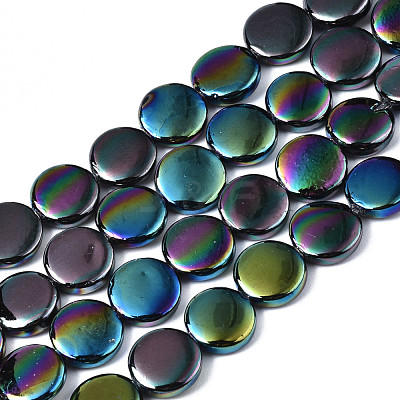 Electroplate Natural Freshwater Shell Beads Strands SHEL-S278-028B-1