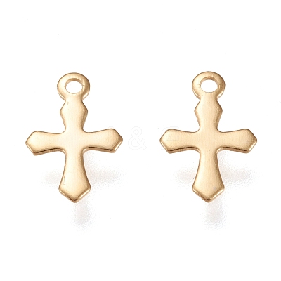 304 Stainless Steel Tiny Cross Charms STAS-K195-16G-1