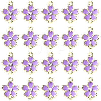 20Pcs Alloy Enamel 5-Petal Flower Connector Charms FIND-YW0009-33D-1