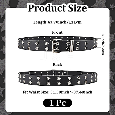 1Pc Star Eyelet PU Leather Waist Belts for Jeans AJEW-CL0005-63-1