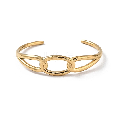 Ion Plating(IP) 304 Stainless Steel Cuff Bangles for Women BJEW-Z078-16G-1