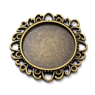 Tibetan Style Alloy Pendant Cabochon Settings PALLOY-P224-03AB-1