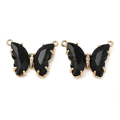 Brass Pave Faceted Glass Connector Charms FIND-Z020-03A-1