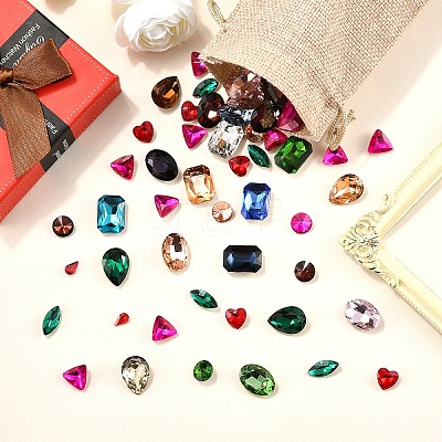 80Pcs 8 Styles Pointed Back Glass Rhinestone Cabochons RGLA-YW0002-08-1